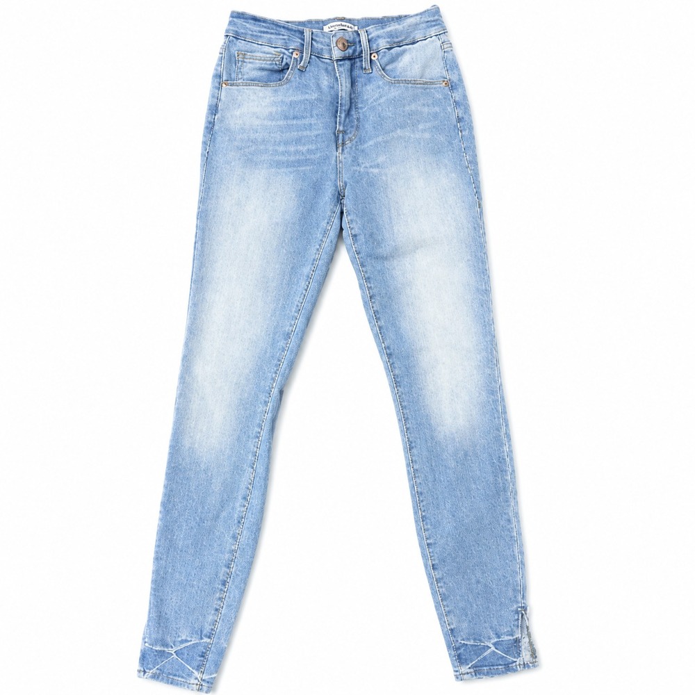 Good American Good Legs Jeans Size 25 Light Wash Slit Cuff Stretch Mid Rise